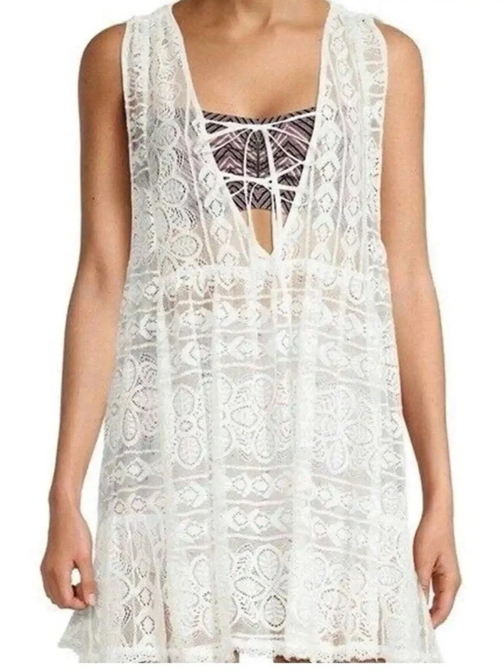 FREE PEOPLE Olivia Sheer Lace Tunic